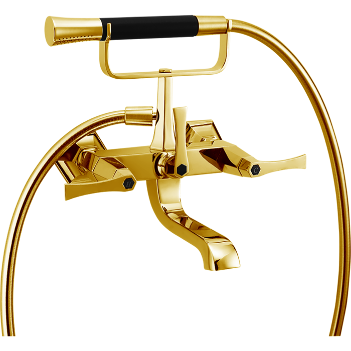 Cisal смеситель для ванны двухрычажный, с душевым комплектом cf0001007c cherie, цвет: золото