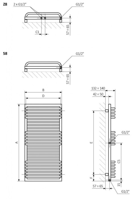 Terma эллектрический полотенцесушитель poc 2 840-700