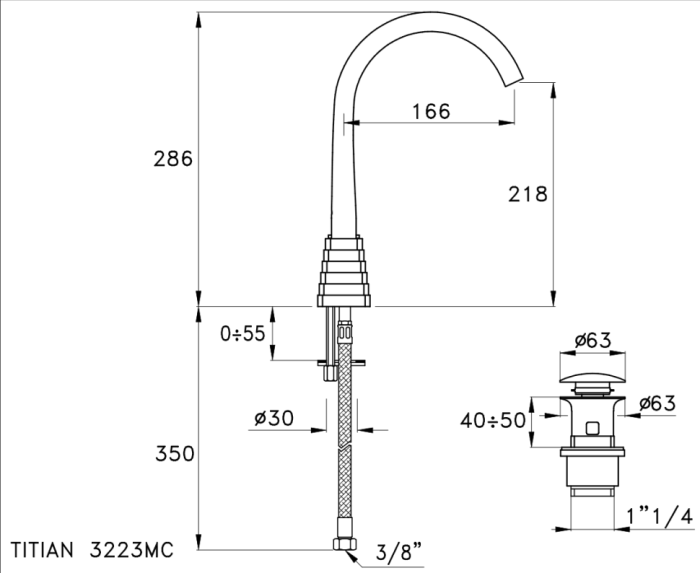 Stella смеситель для раковины, titian, хром арт. tt00117cr00