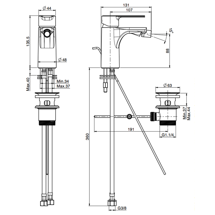 Fima Carlo Frattini смеситель на биде, mast, белый арт. f3132bs