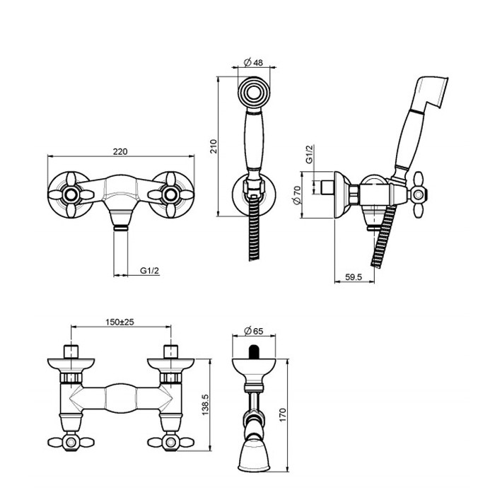 Fima Carlo Frattini смеситель для душа внешнего монтажа с душевым комплектом, olivia, хром арт. f5005cr