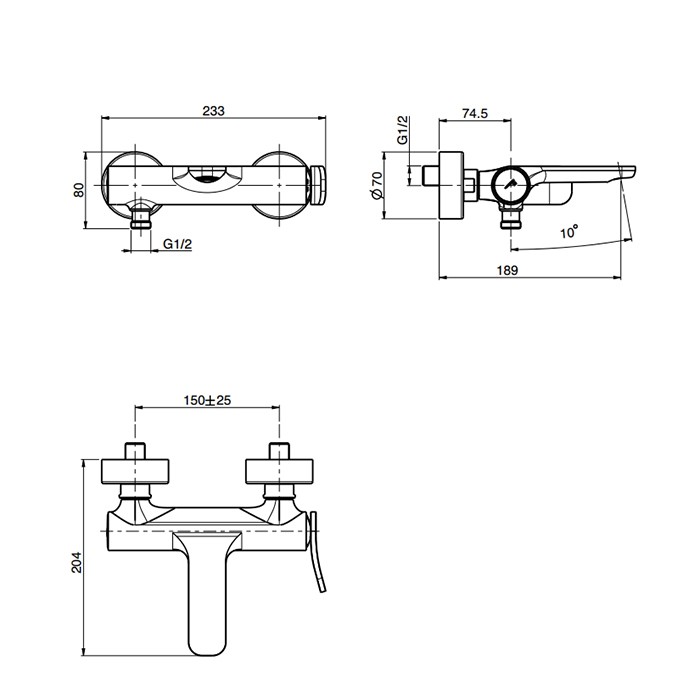 Fima Carlo Frattini смеситель для ванны, однорычажный, настенный, излива: 18.9см, flo, хром арт. f3804/1cr