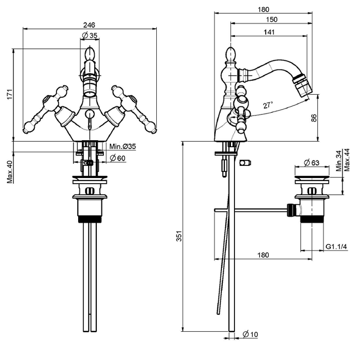 Fima Carlo Frattini смеситель для биде f5062br, epoque, бронза арт. f5062br