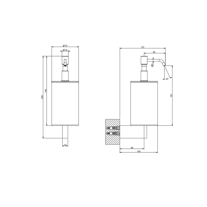 Gessi Дозатор для мыла настенный, Origini, 66413#031 цвет: белый/хром