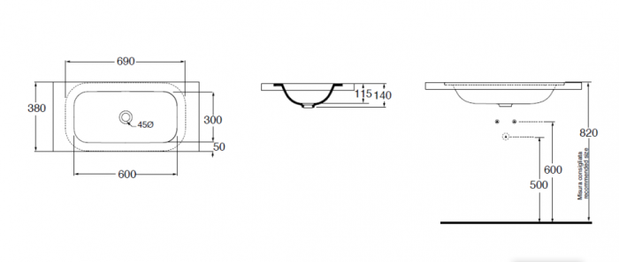 Azzurra Раковина 38x69 GLAZE, GLLT06938000BI (GLZ 69x38/SP bi) цвет: белый