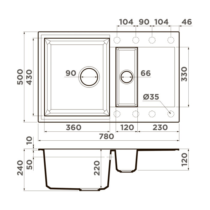 Omoikiri кухонная мойка Sakaime 78-2, ваниль арт. 4993115