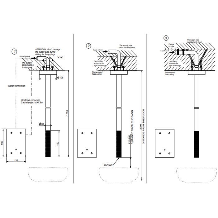 Gessi Смеситель для раковины, потолочный, электронный, 316, 54324#239 цвет: steel brushed