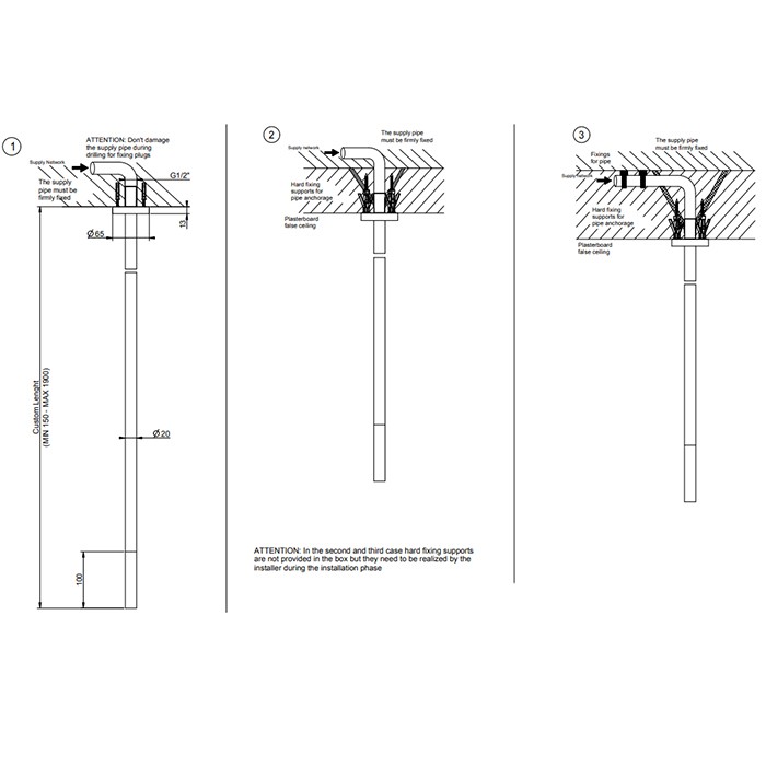 Gessi Излив потолочный для удаленного управления, длина под заказ(365-1900мм), 316, 54096#707 цвет: brushed black metal pvd