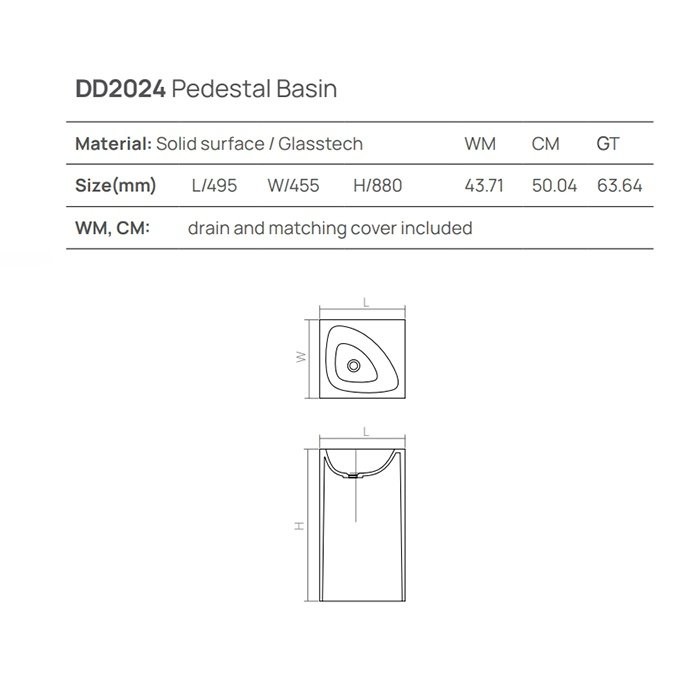 Раковина напольная 490х450хh880 мм, DEA DESIGN Pedestal Basin, синий арт. DD2024 495 R11