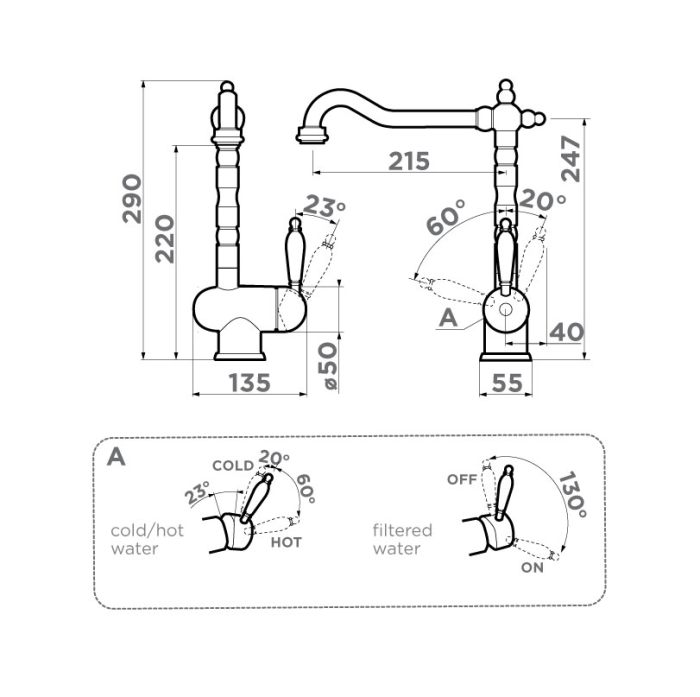 Omoikiri смеситель для кухни Kyoto 2 Plus-AB-022 латунь/античная латунь арт. 4994349
