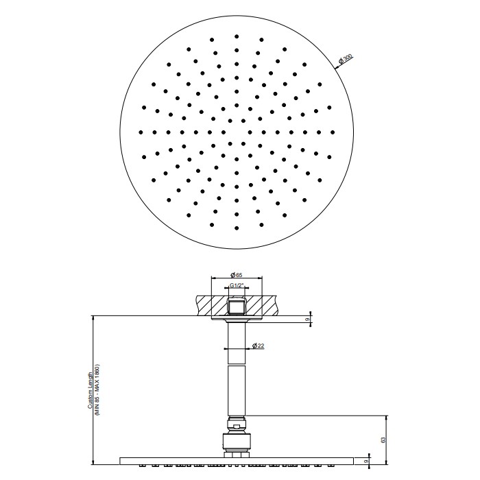 Gessi Верхний душ d30 см, потолочный, Inciso, 58250#031 цвет: хром