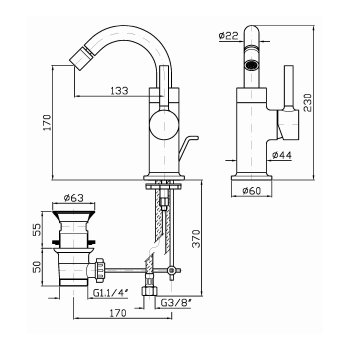 Zucchetti однорычажный смеситель для биде, с аэратором, pan, хром арт. zp6348
