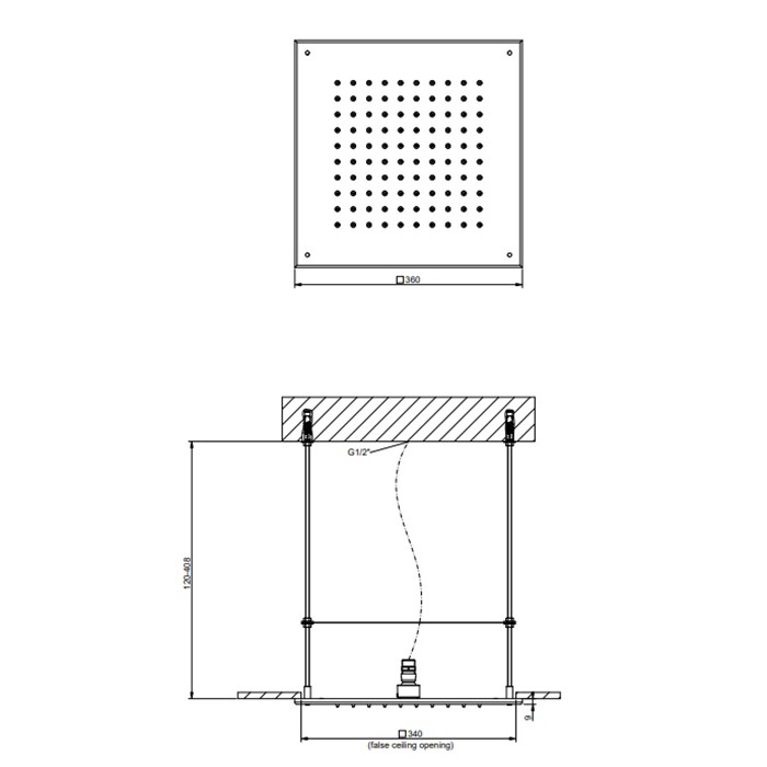 Gessi Верхний душ, QUADRO потолочный, 35см, Emporio shower, 33089#238 цвет: mirror steel