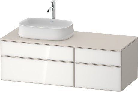 Duravit тумба подвесная с вырезом под раковину слева 550 мм х 1300 мм х 442 мм, zencha, ze4826064830000 цвет: белое стекло/cеро-коричневый суперматовый