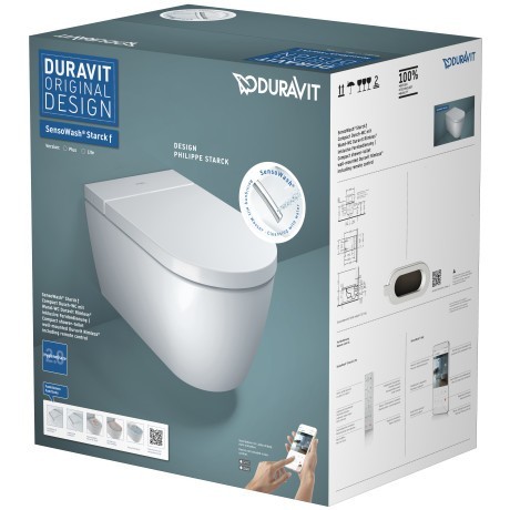 Duravit комплект: унитаз + крышка lite set, sensowash starck f lite, 650001012004310 цвет: белый глянцевый