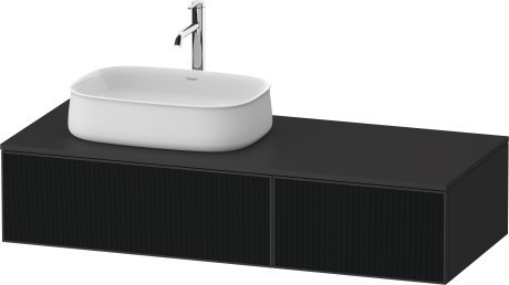 Duravit тумба подвесная с вырезом под раковину слева 550 мм х 1300 мм х 281 мм, zencha, ze4816063800000 цвет: чёрное стекло/графит суперматовый
