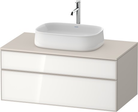 Duravit тумба подвесная с вырезом под раковину 550 мм х 1000 мм х 442 мм, zencha, ze4821064830000 цвет: белое стекло/cеро-коричневый суперматовый