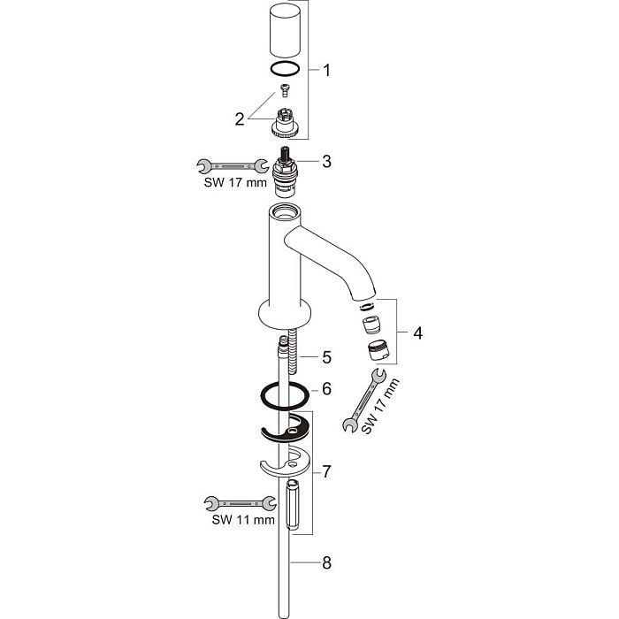 AXOR кран холодной воды для раковины, Uno, сталь арт. 38130800
