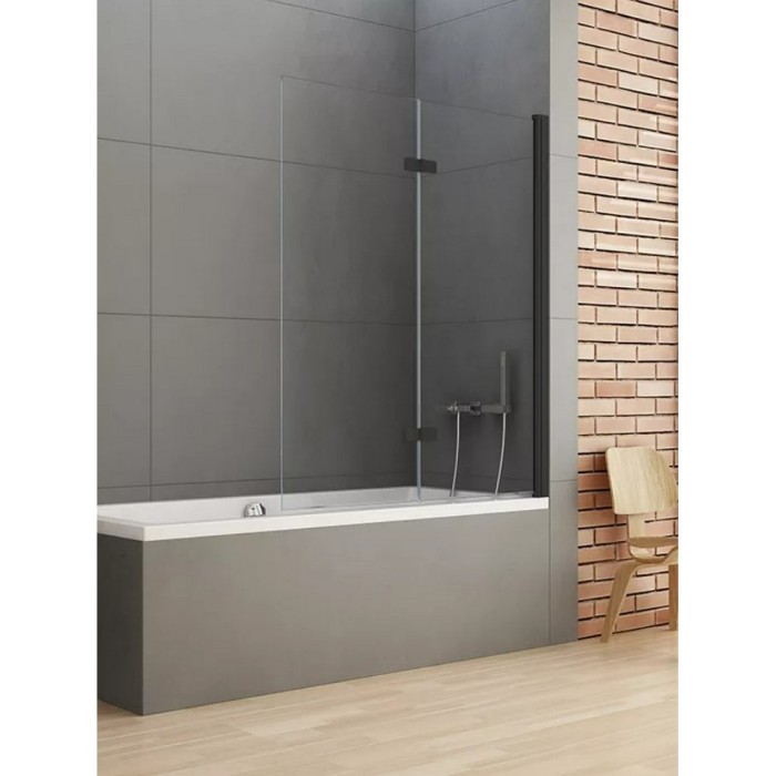 Шторка для ванны 120x140 r, New trendy New soleo black, черный арт. P-0044