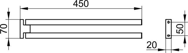 Keuco полотенцедержатель двойной поворотный square 450 мм, edition 90 square, хром арт. 19118 010000
