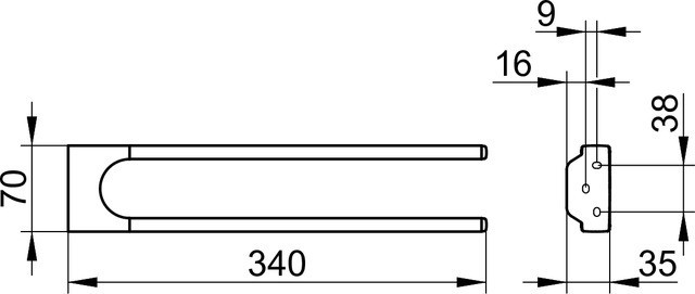 Keuco держатель для полотенца 34 см, collection moll, хром арт. 12719 010000