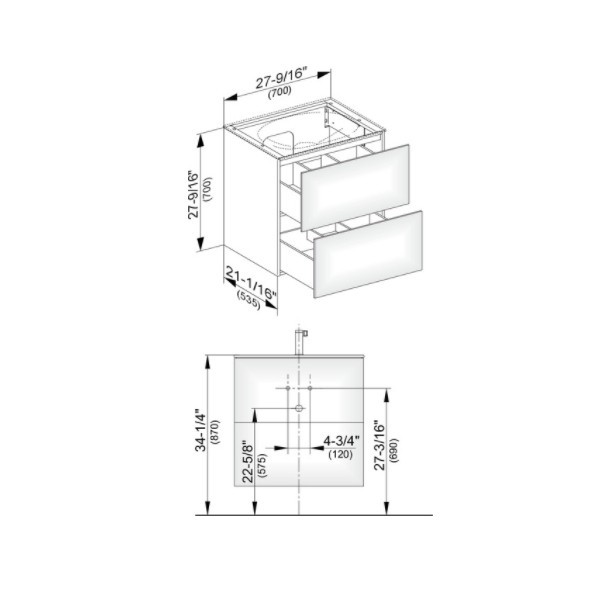 Keuco тумба подвесная под раковину с двумя выдвижными фронтами, edition 11, табачный дуб арт. 31342 850000
