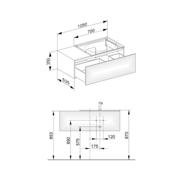 Keuco тумба подвесная под раковину справа с одним выдвижным фронтом, edition 11, кашемир арт. 31154 180000