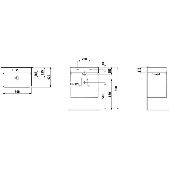 LAUFEN раковина 60х42, VAL SAPHIR KERAMIK - 8.1028.3.000.104.1