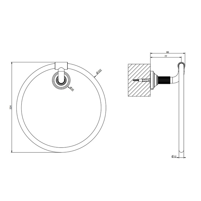 Gessi Полотенцедержатель-кольцо, подвесной, Venti20, 65509#246 цвет: gold pvd