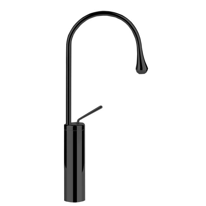 Gessi Смеситель для раковины на 1 отверстие, высокий, излив 174мм R=90, с фиксированным носиком, Goccia, 33809#299 цвет: черный
