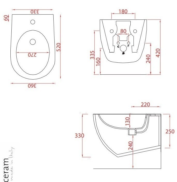 ArtCeram биде (подвесное), flb001 17 00 file 2.0 цвет: черный матовый
