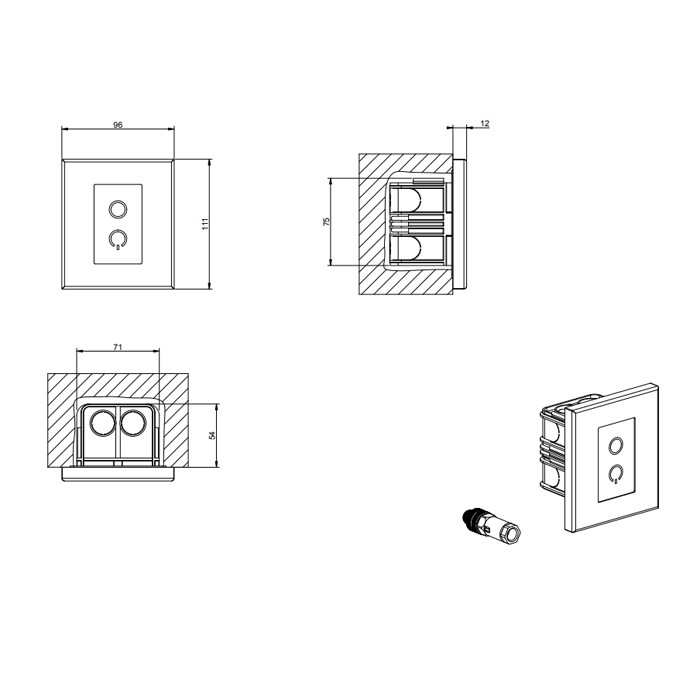 Gessi Сенсорная панель для управления хромотерапией, для систем, встраиваемых в потолок, черный - RIR5255#299