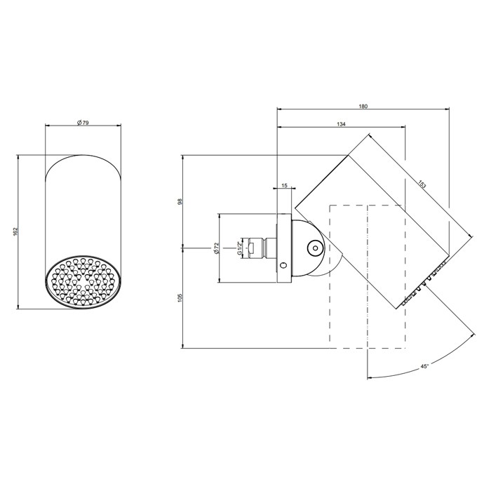 Gessi Верхний душ d79 мм., с настенным креплением, тропический ливень, 316, 57203#707 цвет: black metal brushed pvd