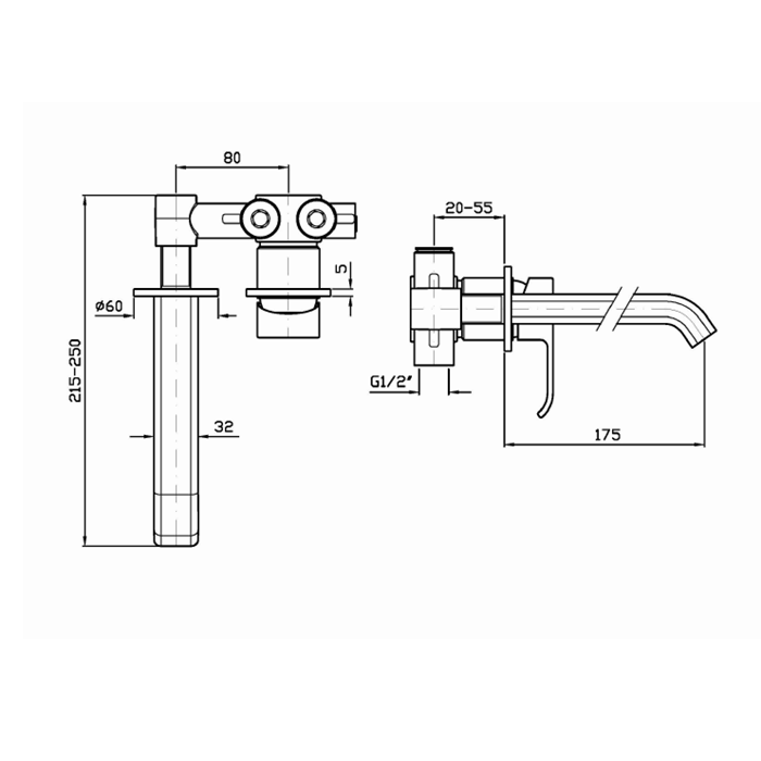 Zucchetti встроенный однорычажный смеситель на 2 отв., on, хром арт. zon636 r99815