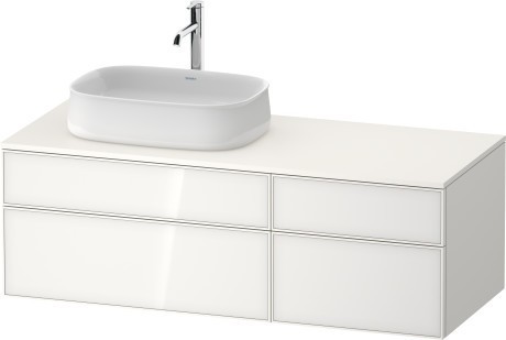 Duravit тумба подвесная с вырезом под раковину слева 550 мм х 1300 мм х 442 мм, zencha, ze4826064840000 цвет: белое стекло/белый суперматовый