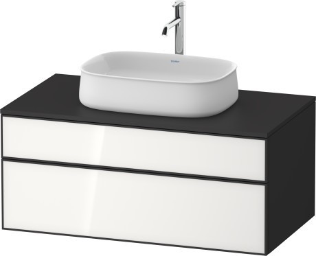 Duravit тумба подвесная с вырезом под раковину 550 мм х 1000 мм х 442 мм, zencha, ze4821064800000 цвет: белое стекло/графит суперматовый