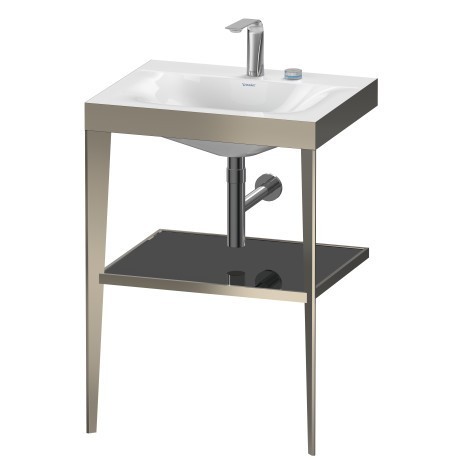 Duravit напольная консоль xviu/c-bonded 600 мм х 850 мм, с умывальником viu, xviu, xv4714eb140 цвет: матовое шампанское/чёрный глянцевый лак