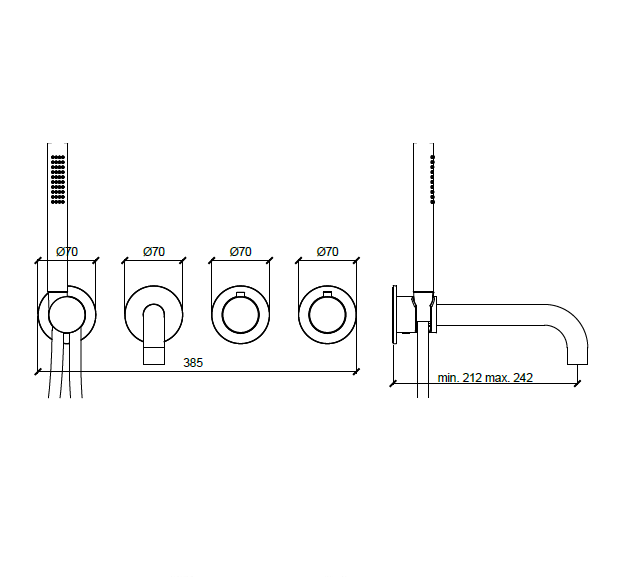Almar смеситель для ванны и душа water control modular, хром арт. e180135.cr