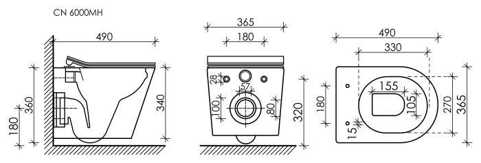 Ceramicanova подвесной унитаз с сиденьем balearica, cn6000mh цвет: серый