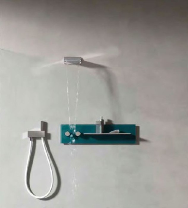 Keuco панель для ванны и душа с термостатом на 1 потребителя рукоятки слева, metime_spa, петроль прозрачный арт. 56161 014301