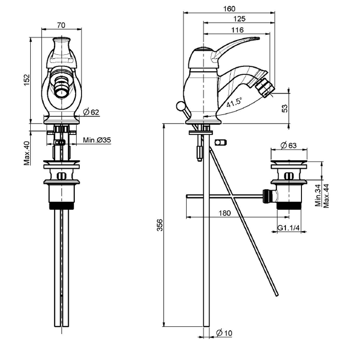 Fima Carlo Frattini смеситель для биде, lamp, бронза арт. f3302br