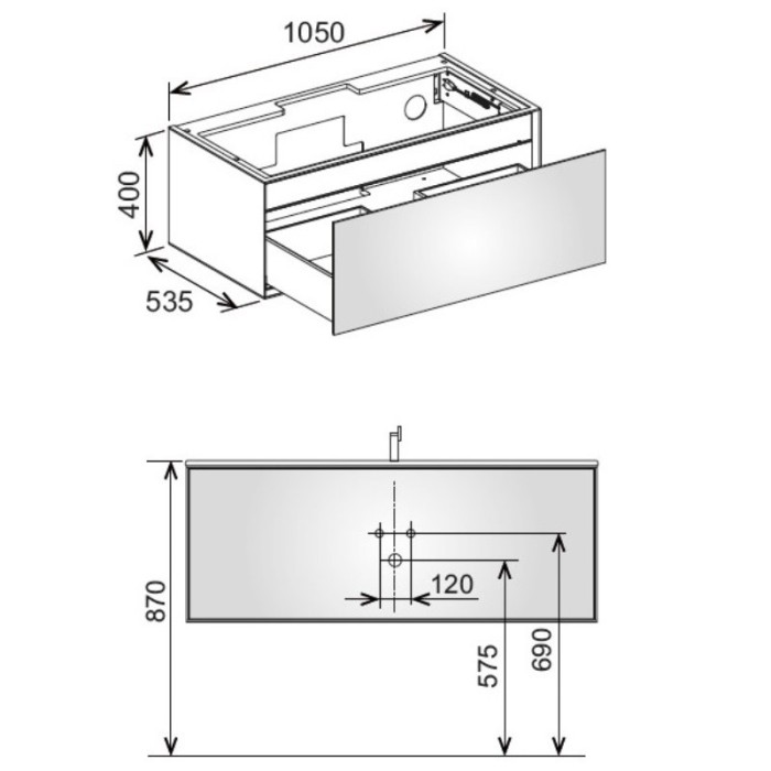 Keuco тумба под умывальник, с внутренним освещением 1050x400x535 мм фасад орех, edition lignatur, арт. 33350 800011