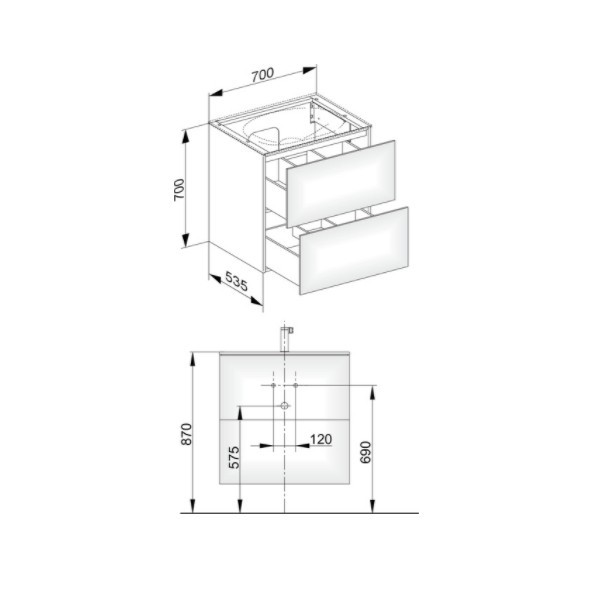 Keuco тумба подвесная под раковину с двумя выдвижными фронтами, корпуc лак/фасад глянцевое стекло, edition 11, белый арт. 31342 300000