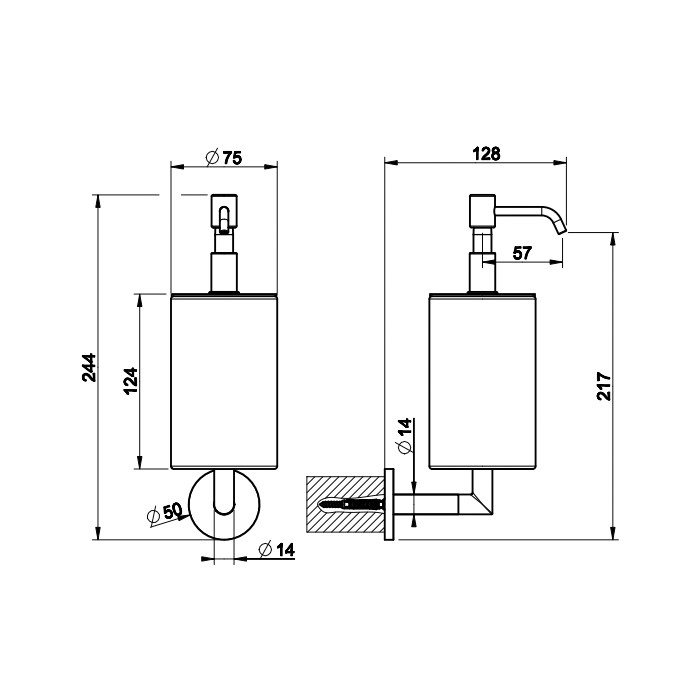 Gessi Дозатор для жидкого мыла настенный черный, Ingranaggio, 63814#031 цвет: хром