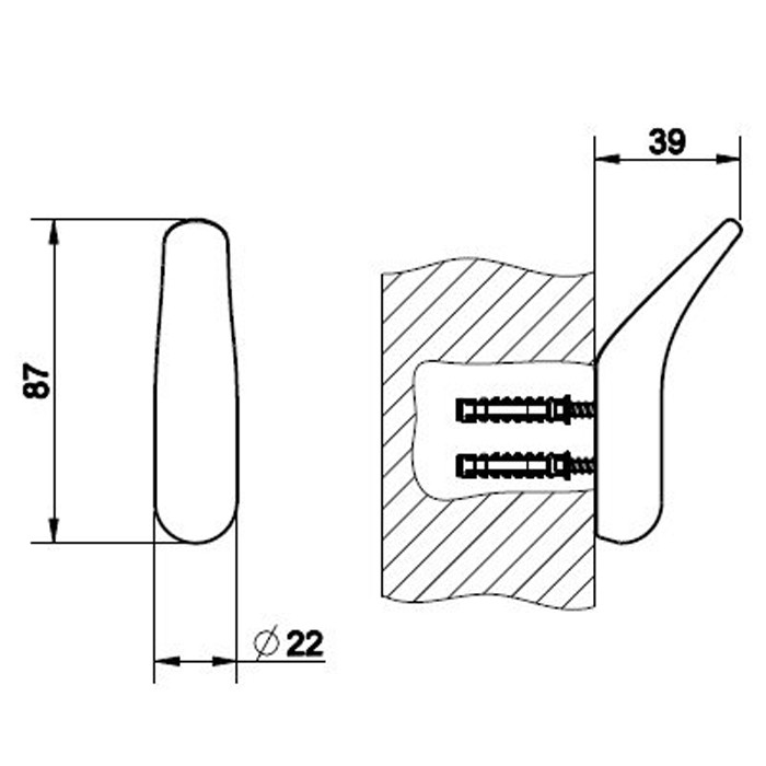 Gessi Крючок настенный, Goccia, 38121#099 цвет: черный