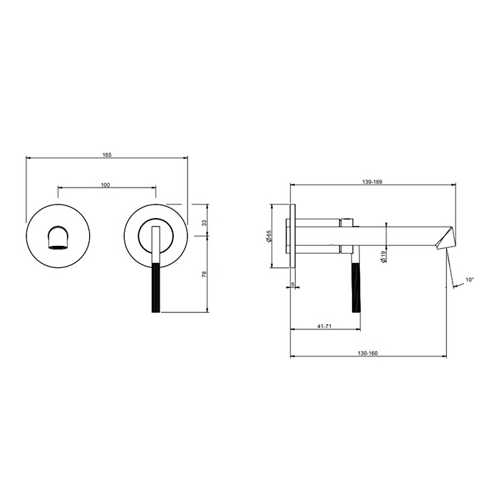 Gessi Смеситель для раковины, встраиваемый, внешние части, Ingranaggio, 63581#299 цвет: black xl