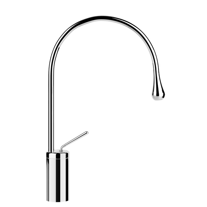 Gessi Смеситель для раковины на 1 отверстие, высокий, излив 244мм R=125, Goccia, 33605#031 цвет: хром