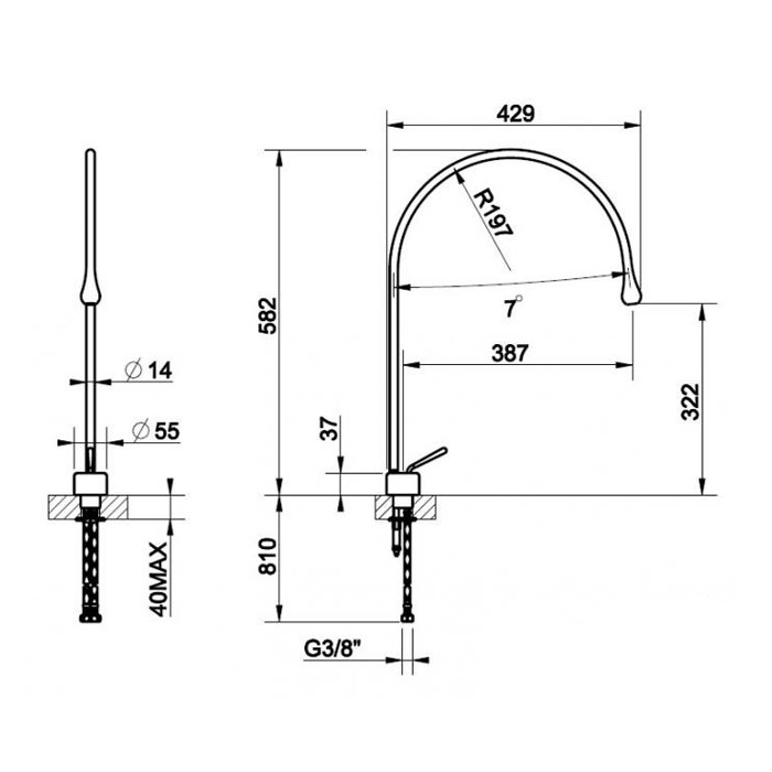 Gessi Смеситель для раковины на 1 отверстие, излив 387мм R=197, Goccia, 33603#279 цвет: белый