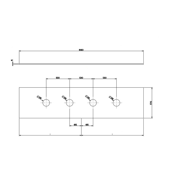 Gessi Пластина на 4 отверстия для монтажного бокса, Bath316, 54595#239 цвет: шлифованная сталь