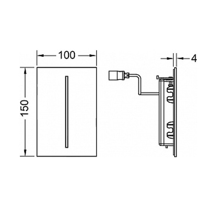 TECE панель смыва электронная для писсуара 100х150х7 мм, питание от батареи, черный, filo - 9242063
